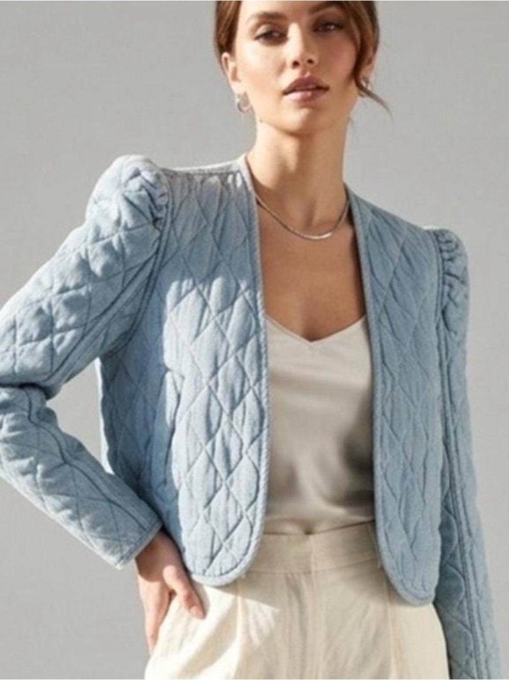 BLANK NYC quilted jean Blazer Jacket
